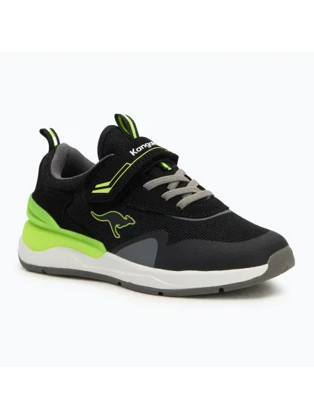 Pantofi pentru copii KangaROOS KD-Gym EV jet black/neon yellow negru