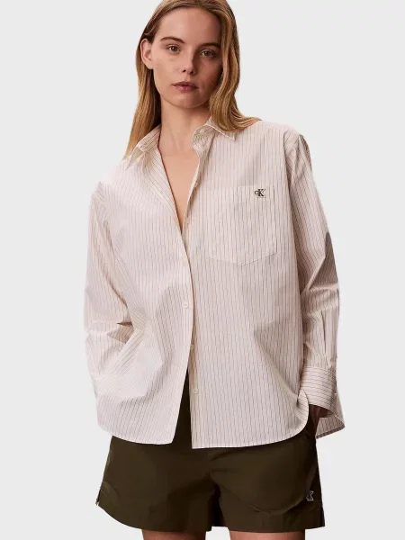 Смугаста джинсова сорочка Calvin Klein Jeans біла