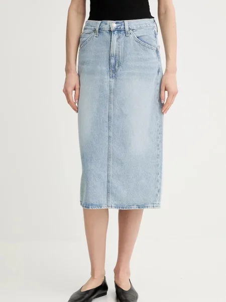 Levi's spódnica jeansowa HR BACK SLIT SKIRT midi ołówkowa niebieski