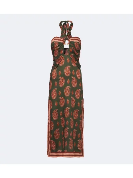 Rochie midi Johanna Ortiz de in cu imagine cu gât halter