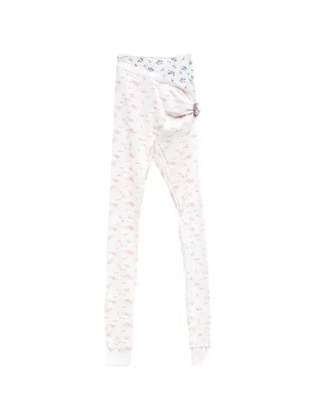 Pantaloni August Barron cu model floral cu imagine alb