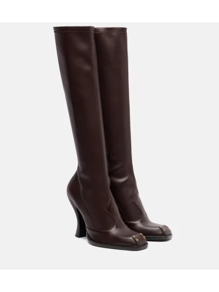 Kožené kozačky Etro se cvočky hnědé