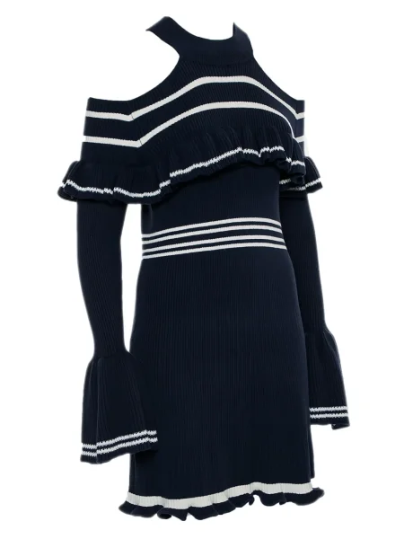 Rochie mini Self-portrait cu volane de costum albastru