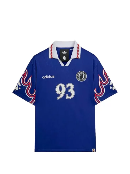 Cămașă Adidas din jerseu cu dungi albastru