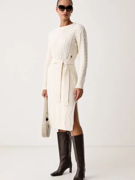 Karl Lagerfeld rochie cu lână bej