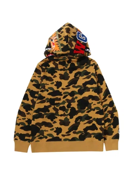 Maskáčová mikina s kapucí A Bathing Ape® s potiskem žlutá