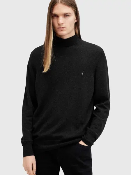 AllSaints pulover de lana KILBURN MOCK barbati cu turtleneck negru