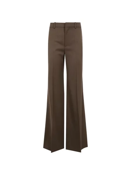Pantaloni Chloé de lână evazate maro