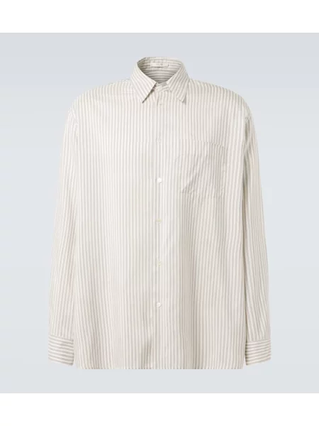 Cămașă The Row de mătase cu dungi alb