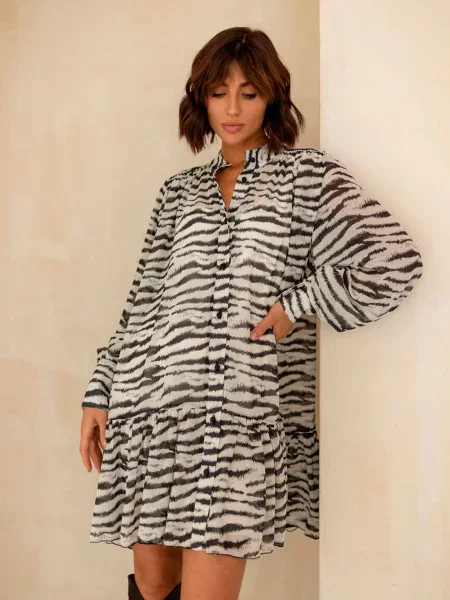 Сукня міні Milirud білий/чорний шифон біла