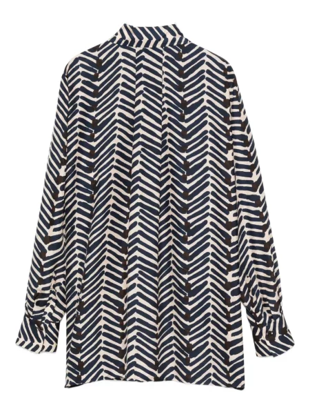 Cămașă Kiton de mătase cu imagine cu model herringbone albastru