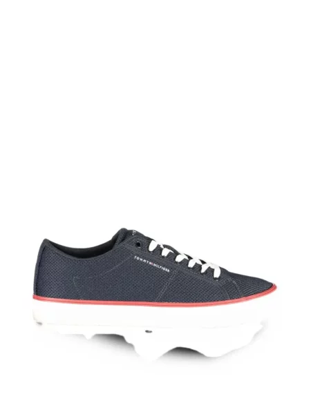 Sneakerși Tommy Hilfiger cu șireturi tricotate albastru