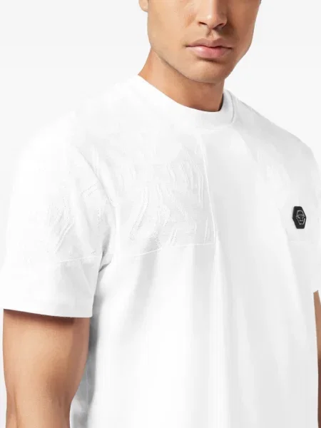 Tricou Philipp Plein din jacard alb