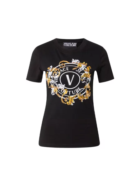 Koszulka Versace Jeans Couture z nadrukiem czarna