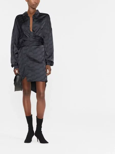 Apvynioti kostiumas mini mini suknelė Balenciaga pilka