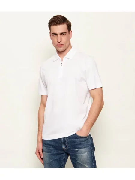 Tricou polo Boss Black alb