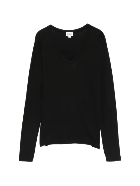 Lung tricou Bobi cu decolteu în V negru