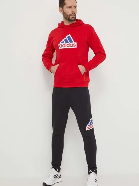 Кофта adidas з капюшоном з принтом червоний
