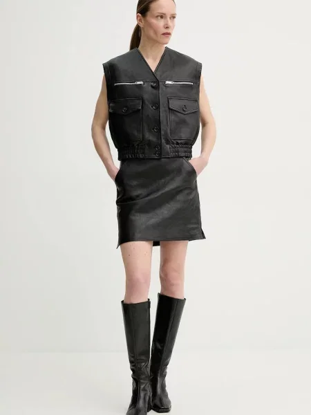 Шкіряний жилет Bally перехідний чорний