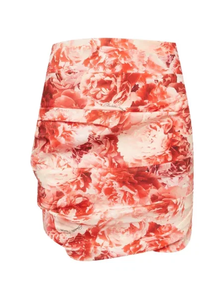 Fusta mini Elisabetta Franchi cu model floral cu imagine roșu