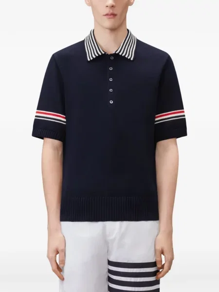 Tricou polo Thom Browne albastru