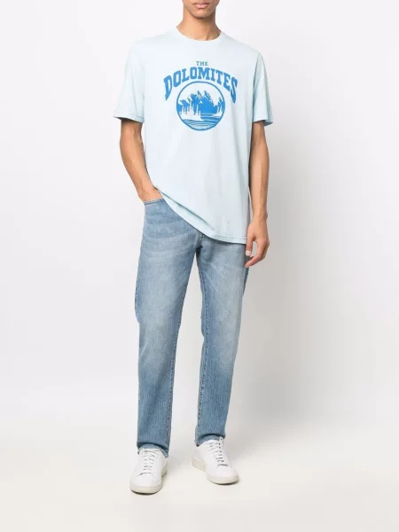 Tricou Diesel cu imagine scurt albastru