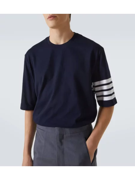 Tricou Thom Browne din jerseu albastru