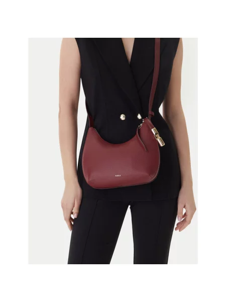 Torebka crossbody Furla zamszowa czerwona