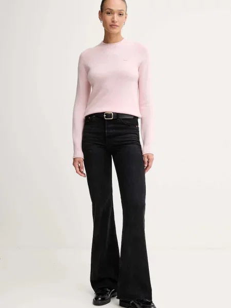 Вовняний светр Lacoste легкий рожевий