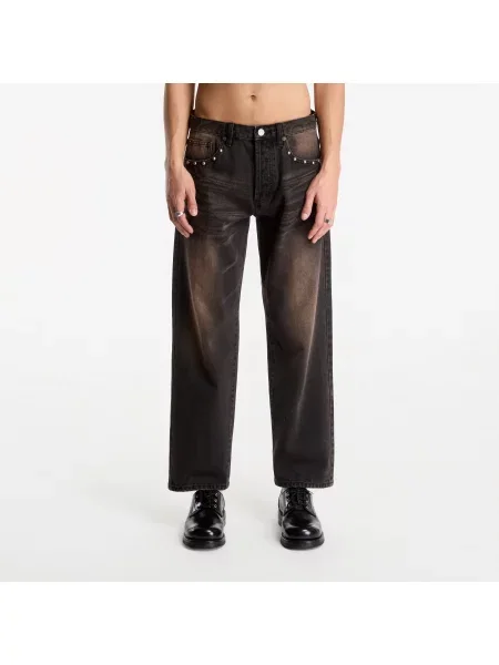 Blugi Obey Studded Boxcar Straight Leg Denim Black Rust Wash negru