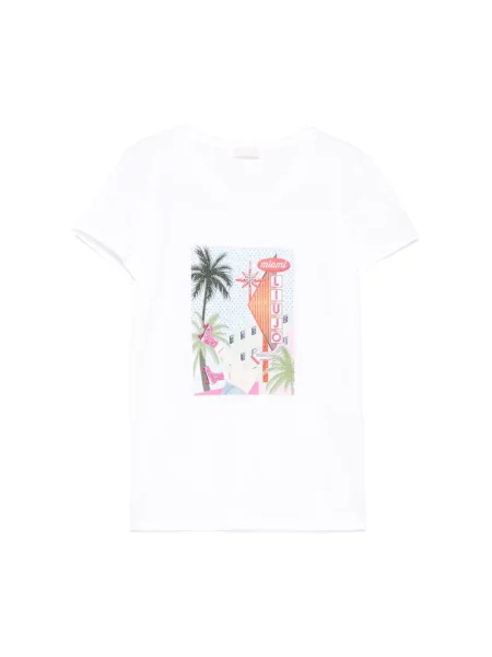 Liu Jo Koszulki Kobieta S T-shirt z nadrukiem graficznym z okrągłym dekoltem biały