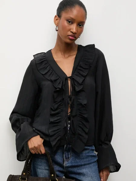 Bluza Answear.LAB za žene bez uzorka crna