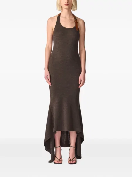 Cu centură rochie maxi Monse maro
