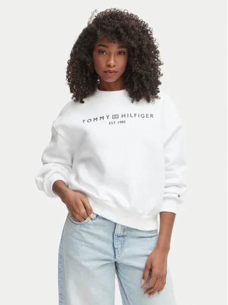 TOMMY HILFIGER Mikina tmavomodrá biela