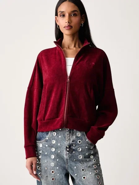 Guess Jeans hanorac pentru femei din catifea reiată
