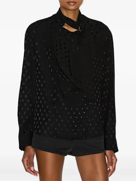 Top Isabel Marant cu buline drapat negru