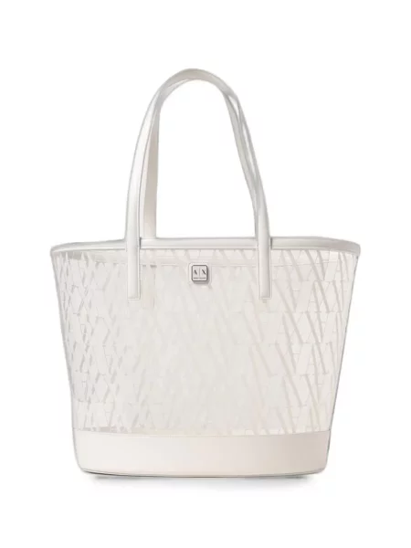 Geantă shopper Emporio Armani cu imagine alb