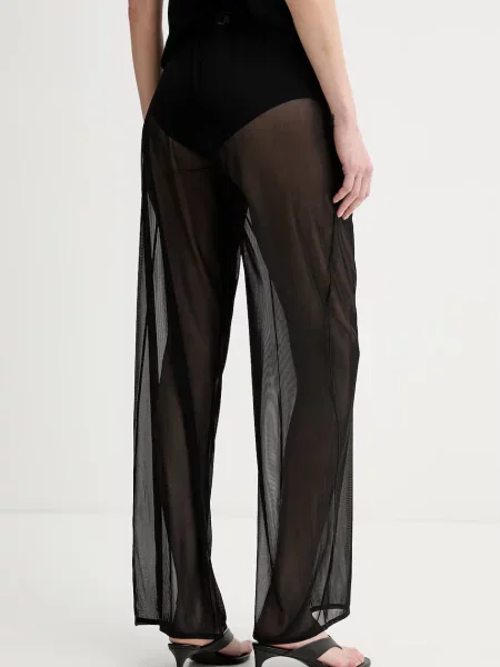 Calvin Klein Spodnie Marlene Z Siateczki schwarz czarne