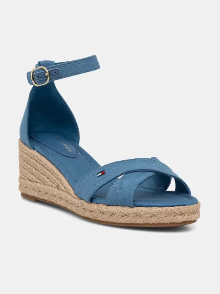 Tommy Hilfiger sandale wedges MID WEDGE ESPAD X CROSS albastru