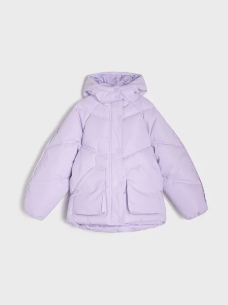 Sinsay Bunda puffer s kapucí levandulová
