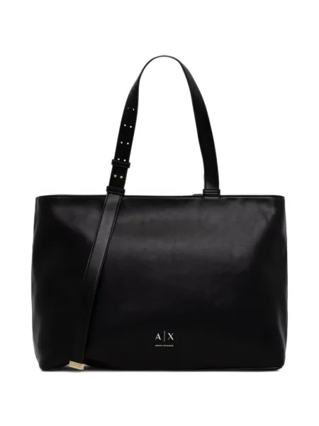 Geantă shopper Armani Exchange cu cataramă cu bretele negru