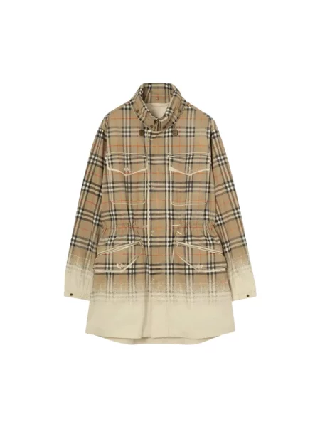 Wiatrówka Burberry w kratę beżowa
