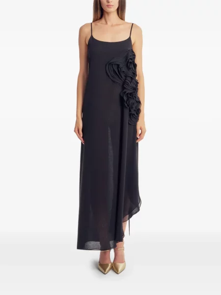 Rochie maxi Irina Schrotter cu volane asimetrică negru