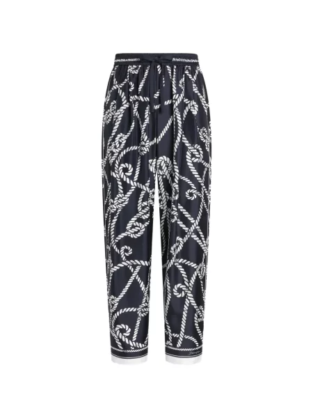 Pantaloni Dolce & Gabbana de mătase cu imagine albastru