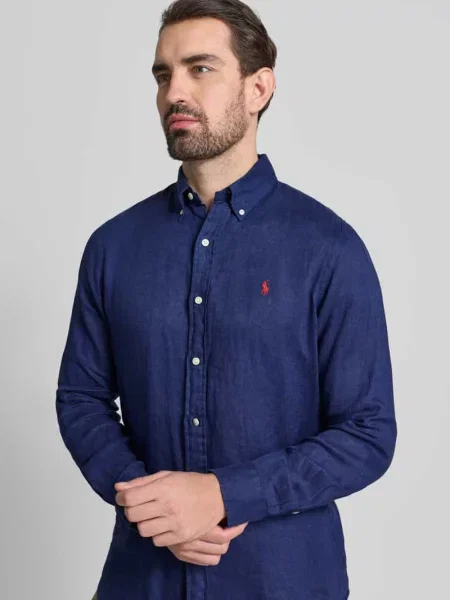 Koszula casualowa z czystego lnu Polo Ralph Lauren granatowa