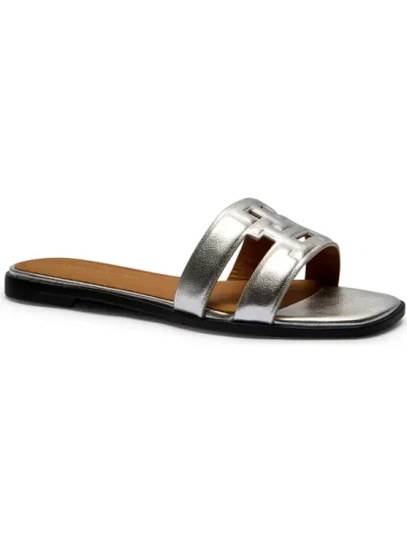 Tommy Hilfiger De piele șlapi argintiu