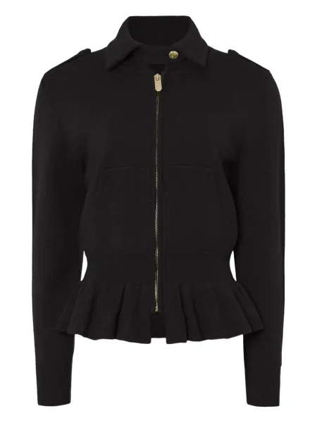 Geacă Temperley London tricotate cu volane negru