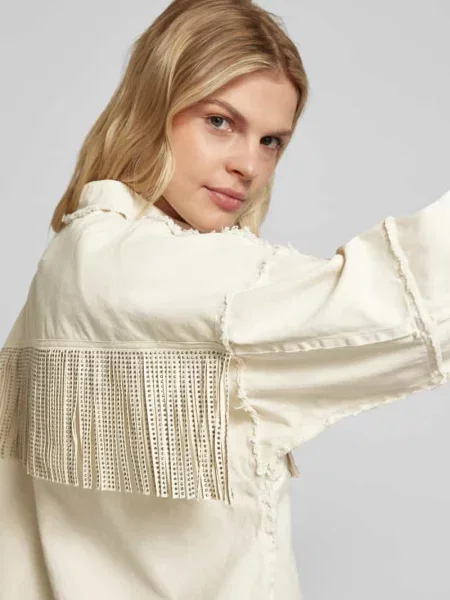 Kurtka jeansowa z frędzlami Model JESSIE' Y.a.s beżowa