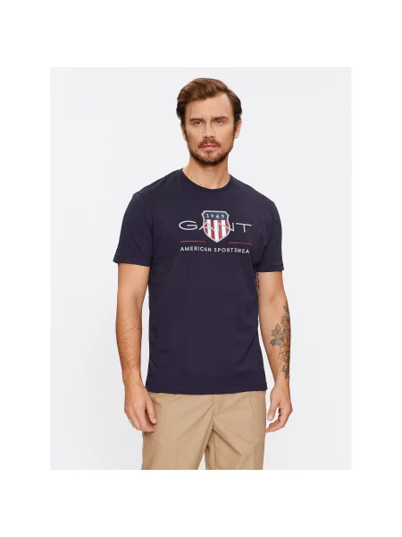 Gant T-Shirt Reg Archive Shield Ss Σκούρο Regular Fit μπλε