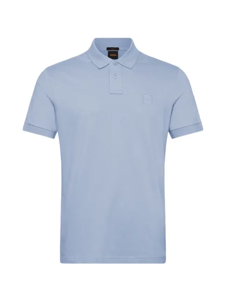 Tricou polo Boss stretch cu autograf albastru
